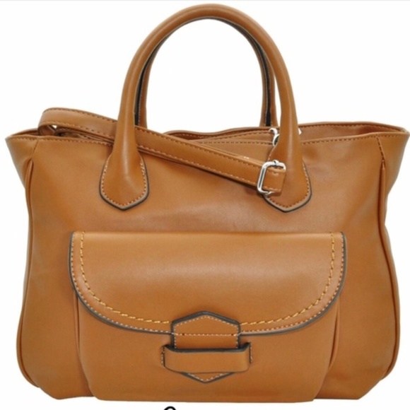MoDa New York Handbags - Soft Cognac Tuck & Loop Tote Purse Shoulder Bag